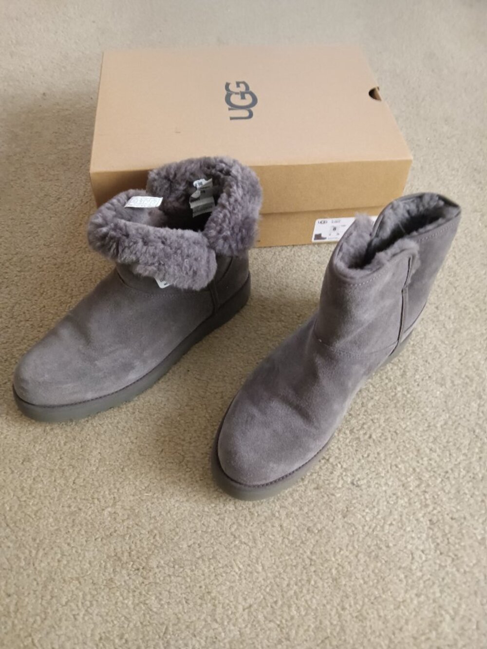 UGG W Cory II Charcoal Gray Ankle Boot-New in Box- (USA Size 8)